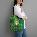 Australia Rugby Kangaroo Tote Bag Green Gold Aboriginal Dot Geometry