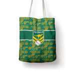 Australia Rugby Kangaroo Tote Bag Green Gold Aboriginal Dot Geometry