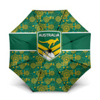 Australia Rugby Kangaroo Umbrella Green Gold Aboriginal Dot Geometry