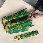 Australia Rugby Kangaroo Umbrella Green Gold Aboriginal Dot Geometry