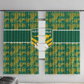 Australia Rugby Kangaroo Window Curtain Green Gold Aboriginal Dot Geometry