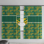 Australia Rugby Kangaroo Window Curtain Green Gold Aboriginal Dot Geometry