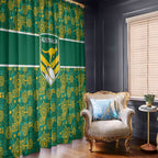 Australia Rugby Kangaroo Window Curtain Green Gold Aboriginal Dot Geometry