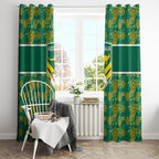Australia Rugby Kangaroo Window Curtain Green Gold Aboriginal Dot Geometry