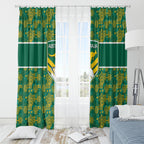 Australia Rugby Kangaroo Window Curtain Green Gold Aboriginal Dot Geometry