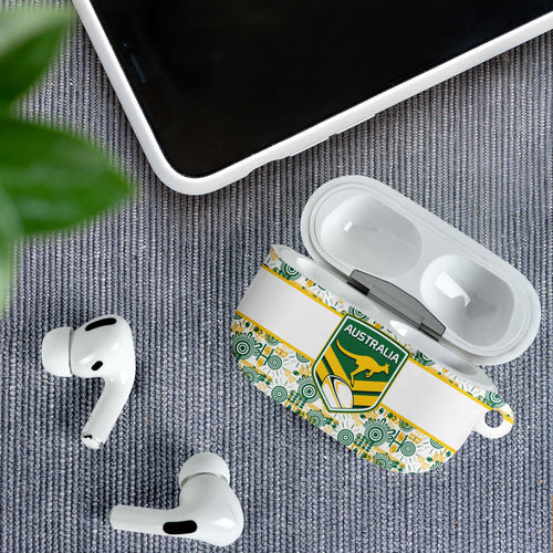 Australia Rugby Kangaroo AirPods Case White Aboriginal Dot Geometry
