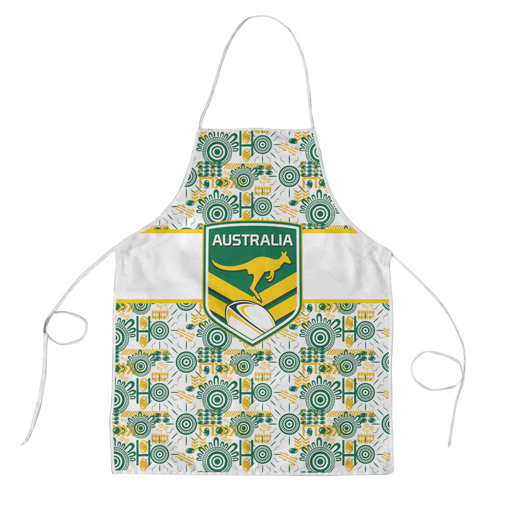 Australia Rugby Kangaroo Apron White Aboriginal Dot Geometry