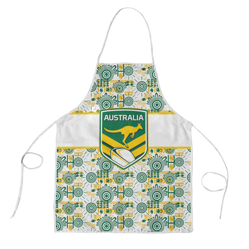 Australia Rugby Kangaroo Apron White Aboriginal Dot Geometry