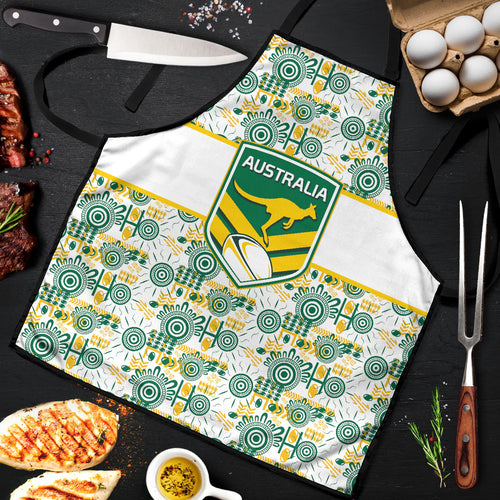Australia Rugby Kangaroo Apron White Aboriginal Dot Geometry