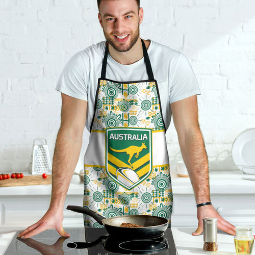 Australia Rugby Kangaroo Apron White Aboriginal Dot Geometry