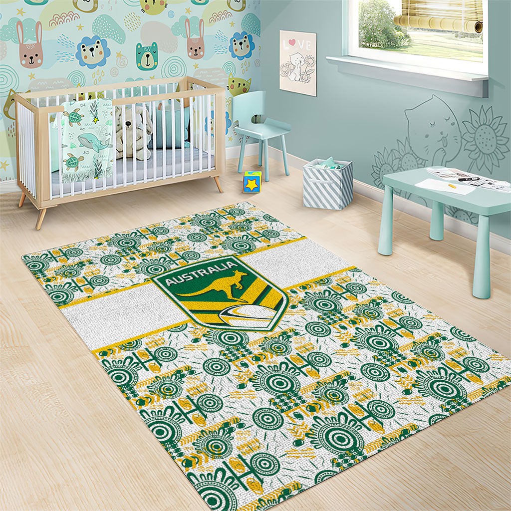 Australia Rugby Kangaroo Area Rug White Aboriginal Dot Geometry