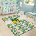 Australia Rugby Kangaroo Area Rug White Aboriginal Dot Geometry