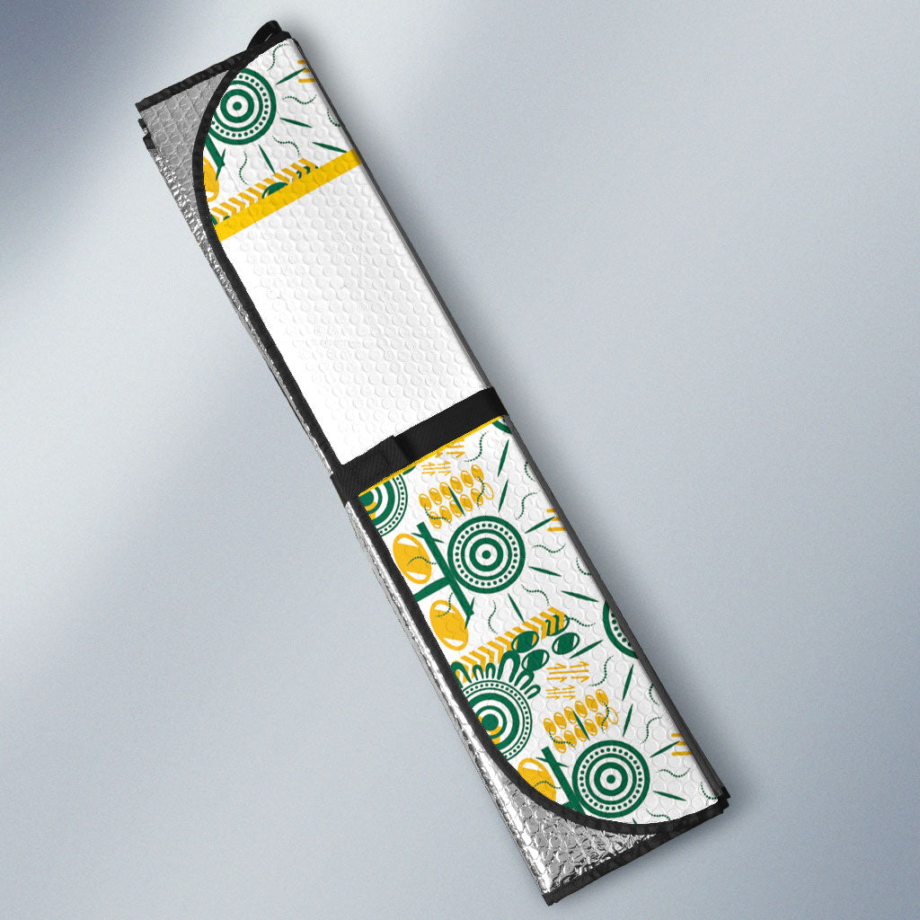 Australia Rugby Kangaroo Auto Sun Shade White Aboriginal Dot Geometry