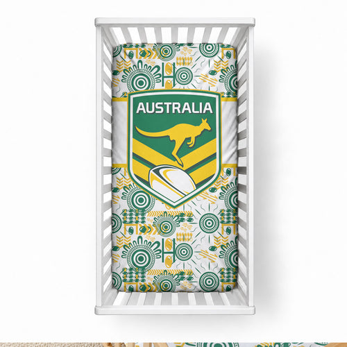 Australia Rugby Kangaroo Baby Bed Cover White Aboriginal Dot Geometry