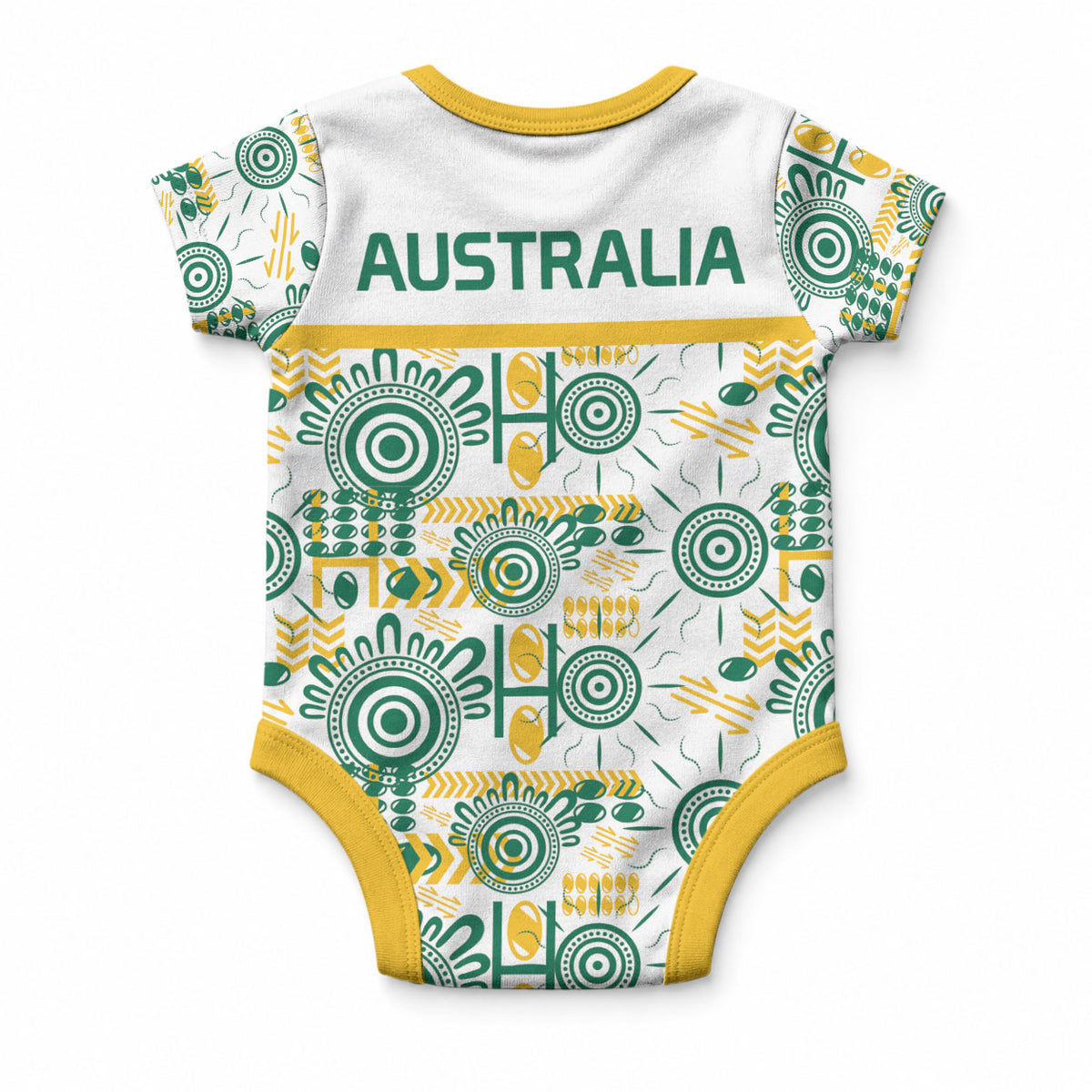 Australia Rugby Kangaroo Baby Onesie White Aboriginal Dot Geometry