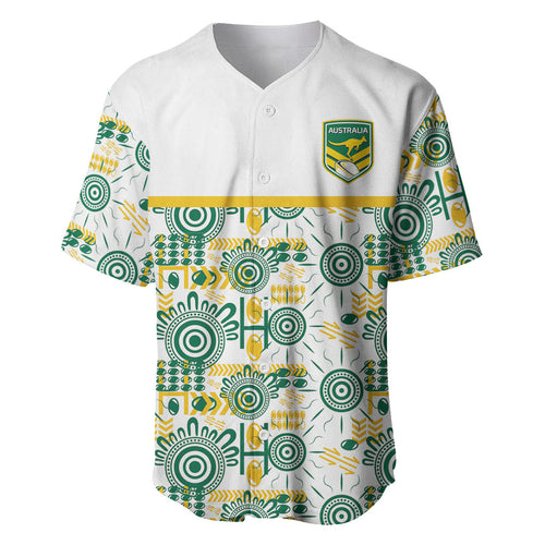 Australia Rugby Kangaroo Baseball Jersey White Aboriginal Dot Geometry