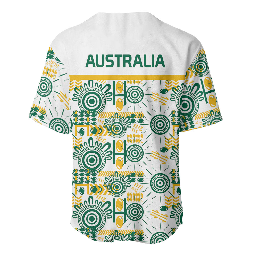 Australia Rugby Kangaroo Baseball Jersey White Aboriginal Dot Geometry