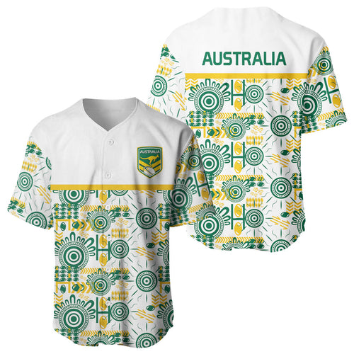 Australia Rugby Kangaroo Baseball Jersey White Aboriginal Dot Geometry