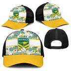 Australia Rugby Kangaroo Baseball Net Cap White Aboriginal Dot Geometry