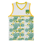Australia Rugby Kangaroo Basketball Jersey White Aboriginal Dot Geometry