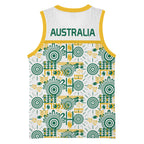 Australia Rugby Kangaroo Basketball Jersey White Aboriginal Dot Geometry