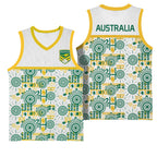 Australia Rugby Kangaroo Basketball Jersey White Aboriginal Dot Geometry