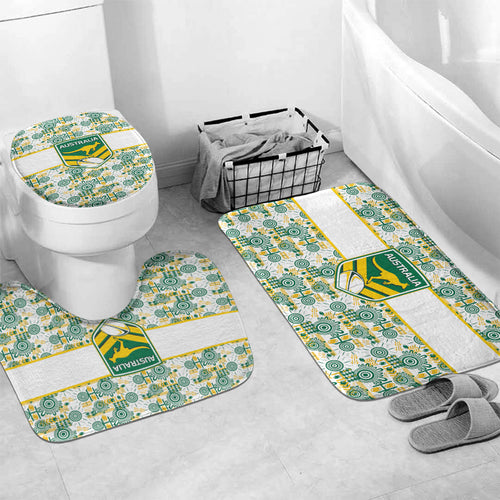Australia Rugby Kangaroo Bathroom Set White Aboriginal Dot Geometry