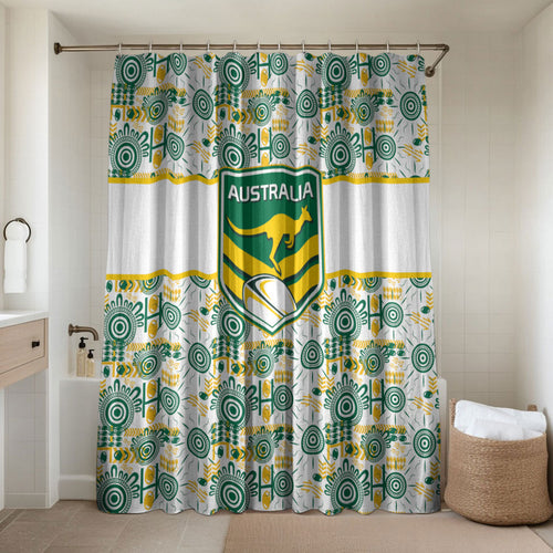 Australia Rugby Kangaroo Bathroom Set White Aboriginal Dot Geometry