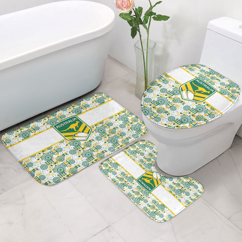 Australia Rugby Kangaroo Bathroom Set White Aboriginal Dot Geometry