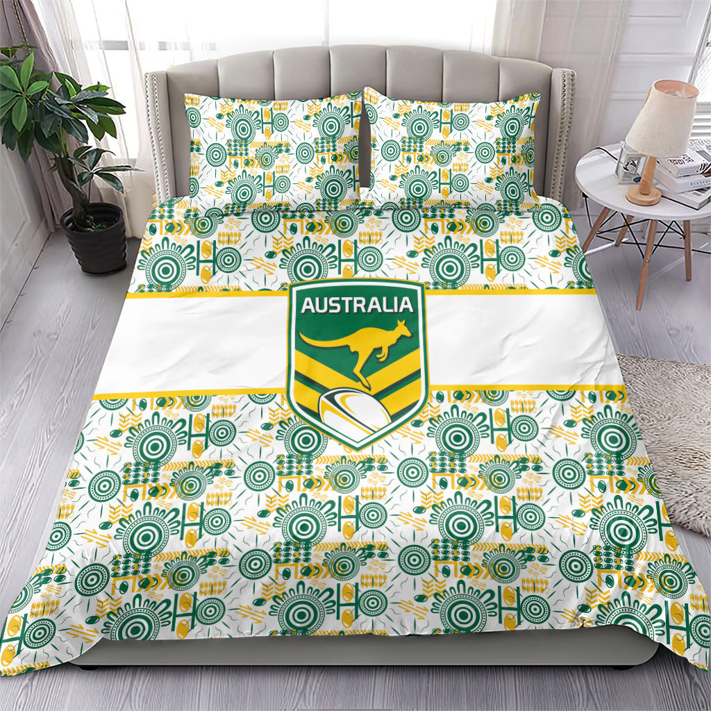Australia Rugby Kangaroo Bedding Set White Aboriginal Dot Geometry