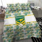 Australia Rugby Kangaroo Bedding Set White Aboriginal Dot Geometry