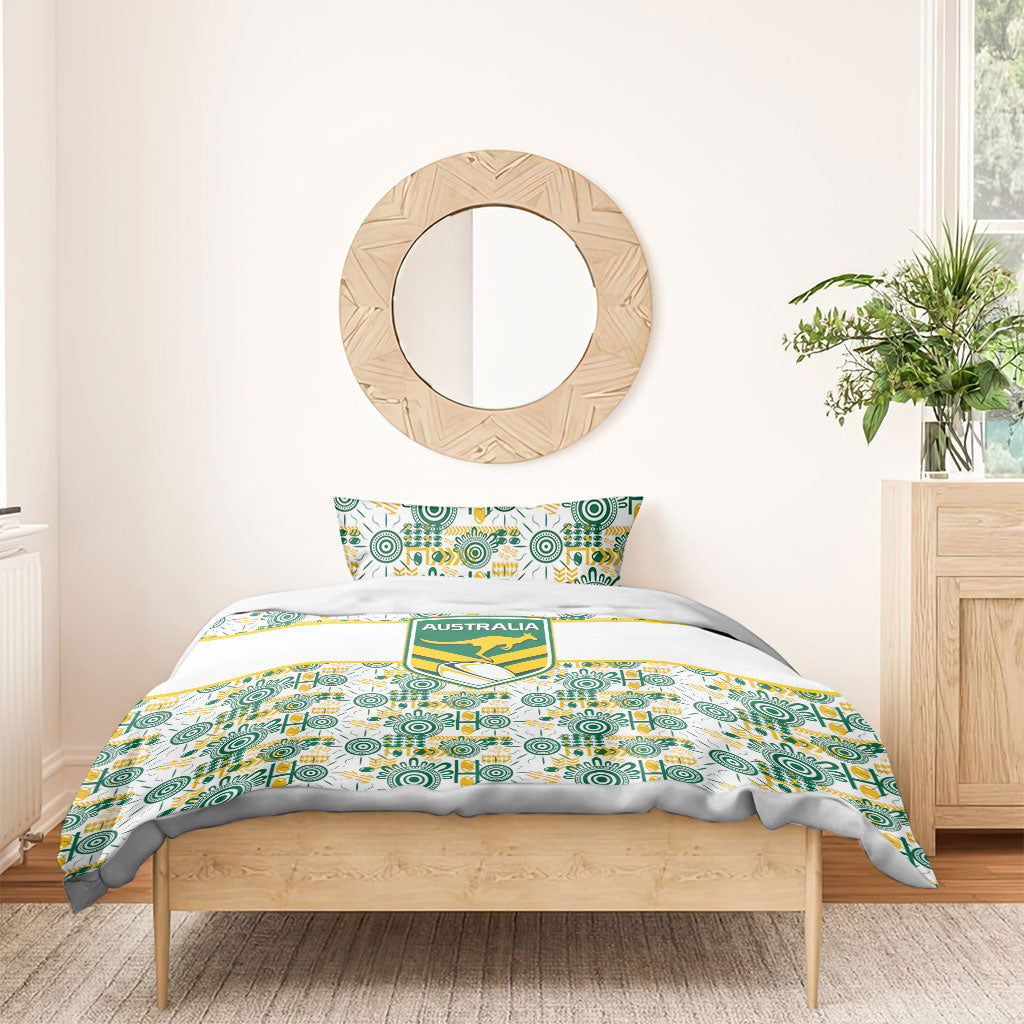 Australia Rugby Kangaroo Bedding Set White Aboriginal Dot Geometry