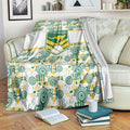 Australia Rugby Kangaroo Blanket White Aboriginal Dot Geometry
