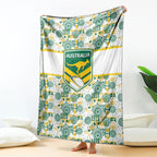 Australia Rugby Kangaroo Blanket White Aboriginal Dot Geometry
