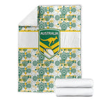 Australia Rugby Kangaroo Blanket White Aboriginal Dot Geometry