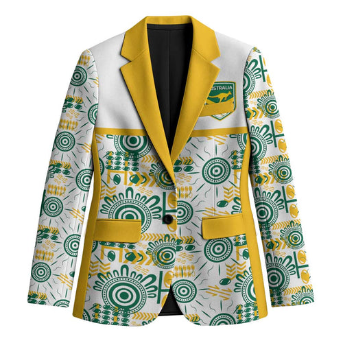 Australia Rugby Kangaroo Blazer White Aboriginal Dot Geometry