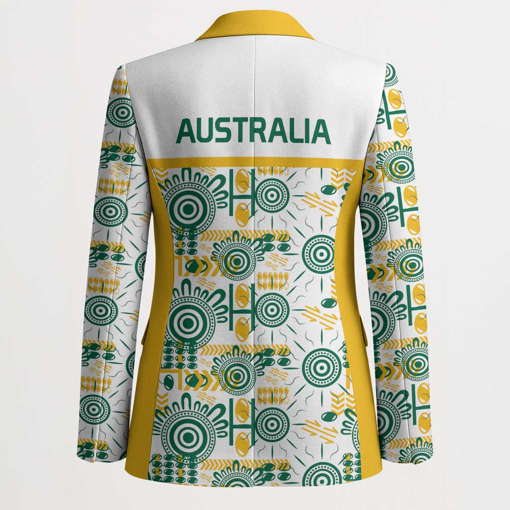 Australia Rugby Kangaroo Blazer White Aboriginal Dot Geometry