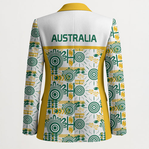 Australia Rugby Kangaroo Blazer White Aboriginal Dot Geometry