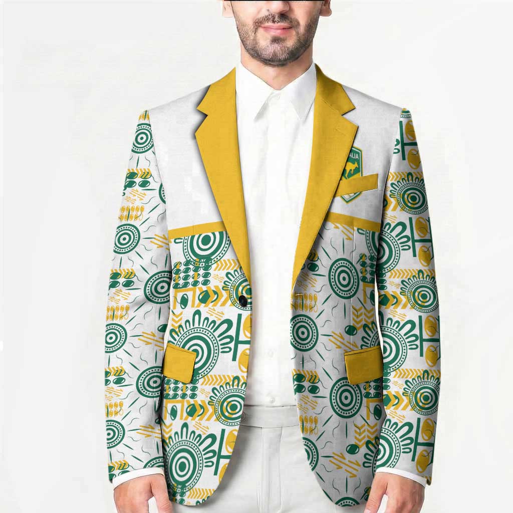 Australia Rugby Kangaroo Blazer White Aboriginal Dot Geometry