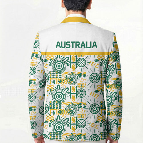 Australia Rugby Kangaroo Blazer White Aboriginal Dot Geometry