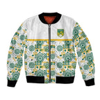 Australia Rugby Kangaroo Bomber Jacket White Aboriginal Dot Geometry