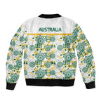 Australia Rugby Kangaroo Bomber Jacket White Aboriginal Dot Geometry