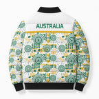 Australia Rugby Kangaroo Bomber Puffer Jacket White Aboriginal Dot Geometry