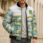 Australia Rugby Kangaroo Bomber Puffer Jacket White Aboriginal Dot Geometry