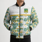 Australia Rugby Kangaroo Bomber Puffer Jacket White Aboriginal Dot Geometry