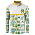 Australia Rugby Kangaroo Button Sweatshirt White Aboriginal Dot Geometry