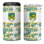 Australia Rugby Kangaroo 4 in 1 Can Cooler Tumbler White Aboriginal Dot Geometry