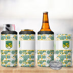 Australia Rugby Kangaroo 4 in 1 Can Cooler Tumbler White Aboriginal Dot Geometry