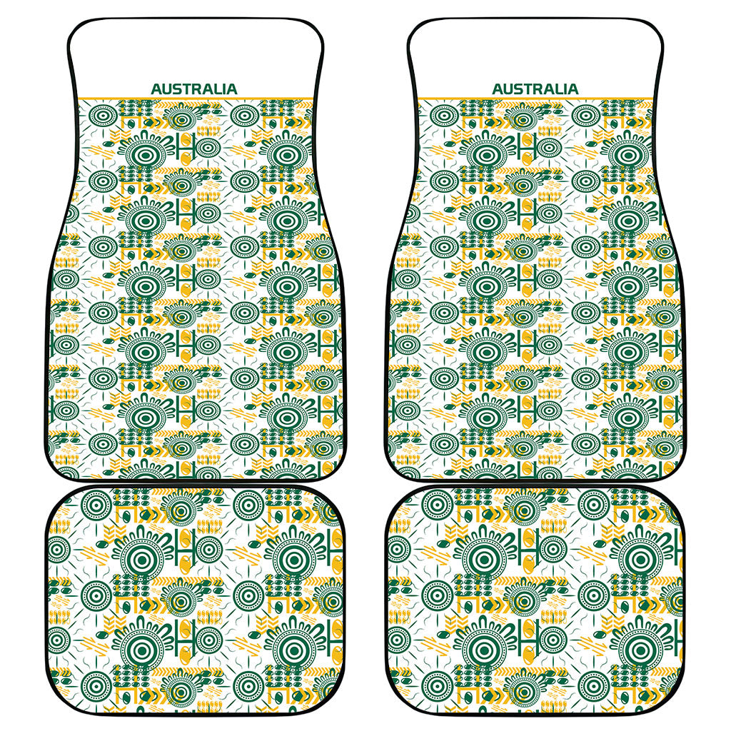 Australia Rugby Kangaroo Car Mats White Aboriginal Dot Geometry