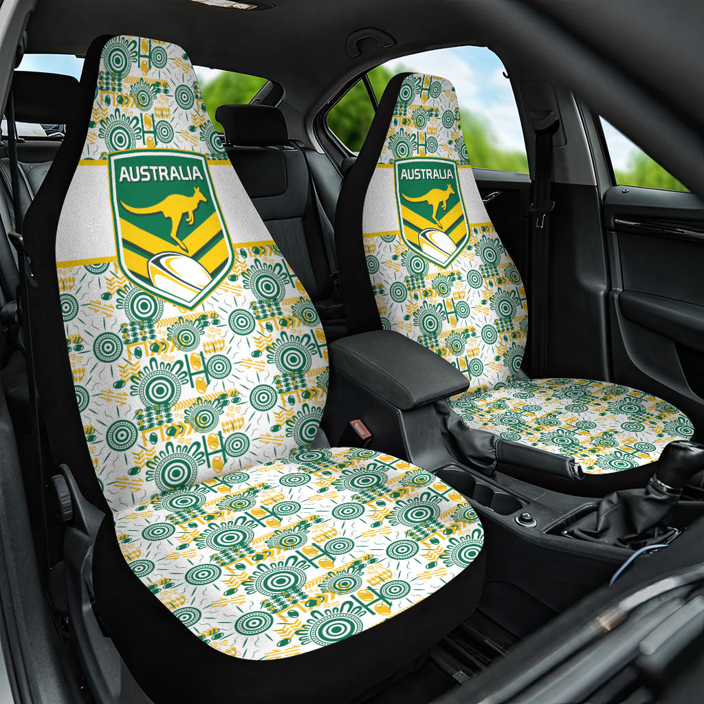 Australia Rugby Kangaroo Car Seat Cover White Aboriginal Dot Geometry